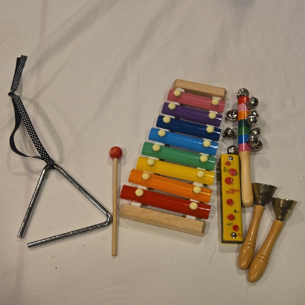 Kids Rainbow Xylophone and Rhythm Toy Set - Multicolor